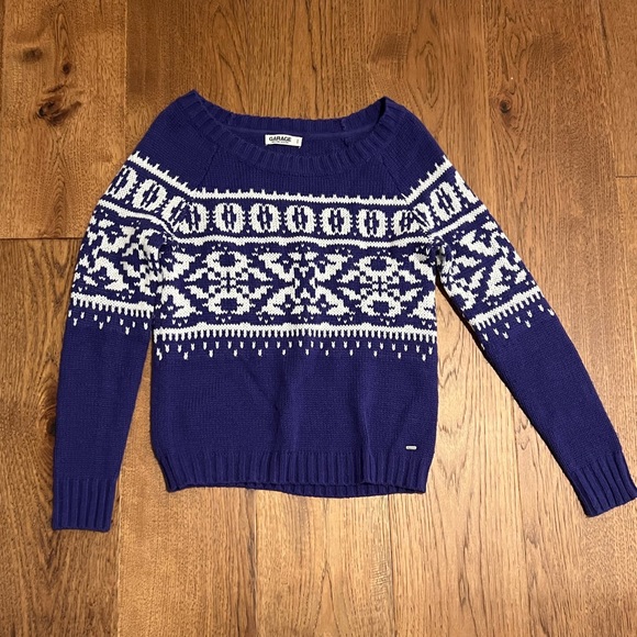 Garage Purple & White Snowflake Cable Knit Sweater - Picture 1 of 6